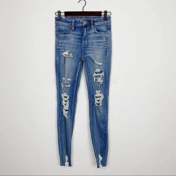 American Eagle Outfitters Denim - AEO Hi-Rise Distressed ‘Jegging’ Skinny Jeans 4L